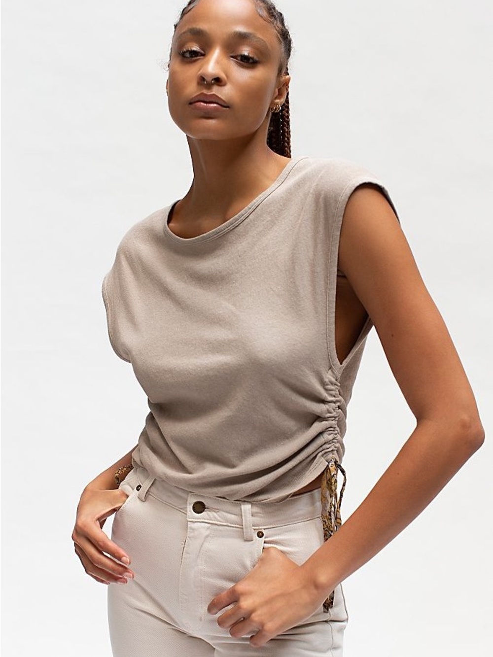 We the Free Free People all eyes on me tee crew boatneck neutral old money -flaw